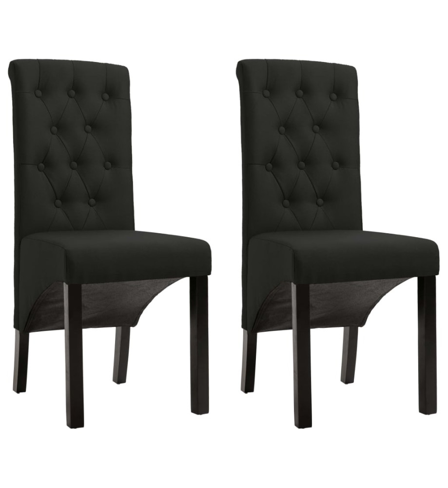 Chaises à manger lot de 2 noir tissu