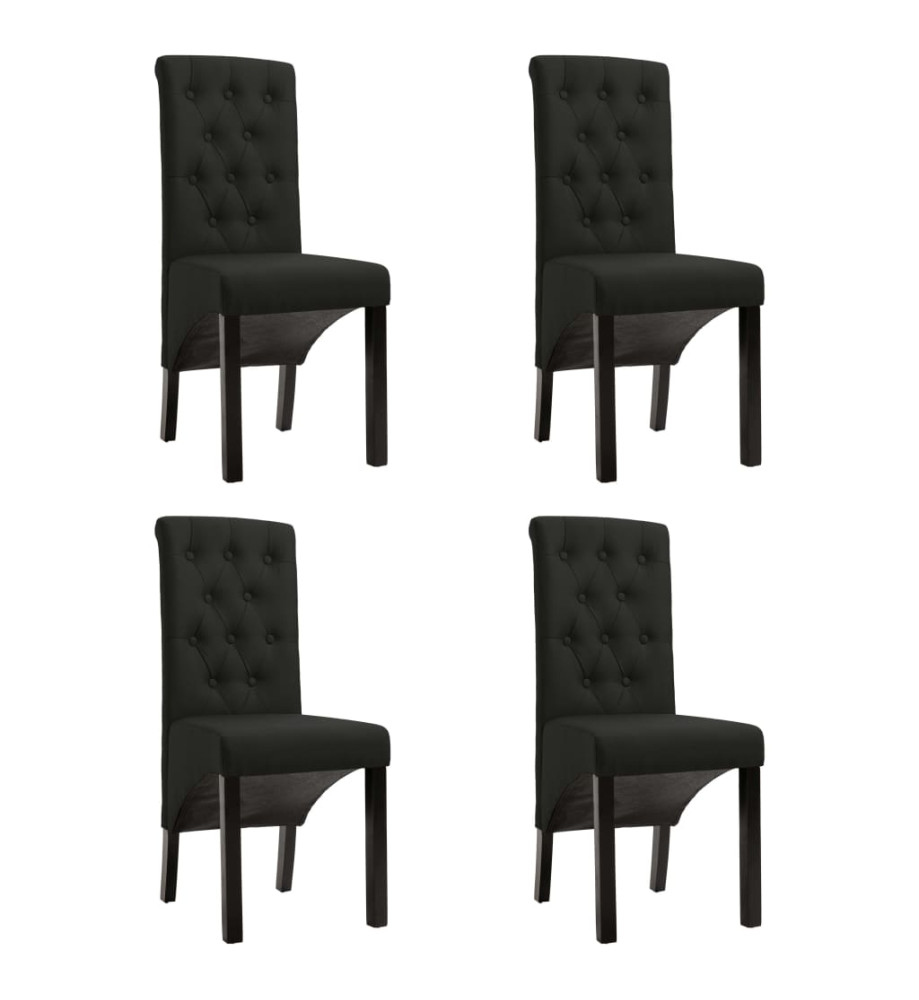 Chaises à manger lot de 4 noir tissu