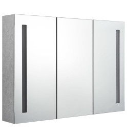 Armoire de salle de bain à miroir LED Gris béton 89x14x62 cm