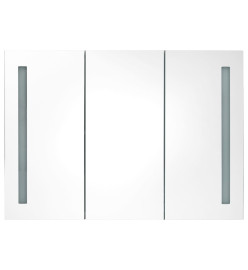 Armoire de salle de bain à miroir LED Gris béton 89x14x62 cm