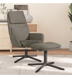 Chaise de relaxation avec tabouret Gris clair Velours