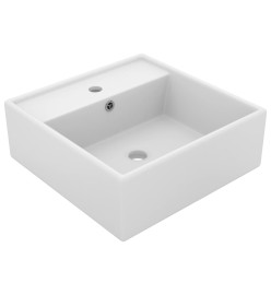 Lavabo carré de luxe à trop-plein Blanc mat 41x41 cm Céramique