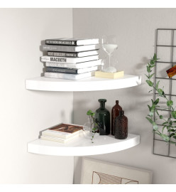 Étagères d'angle flottantes 2pcs Blanc brillant 35x35x3,8cm MDF