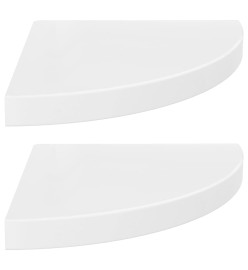 Étagères d'angle flottantes 2pcs Blanc brillant 35x35x3,8cm MDF