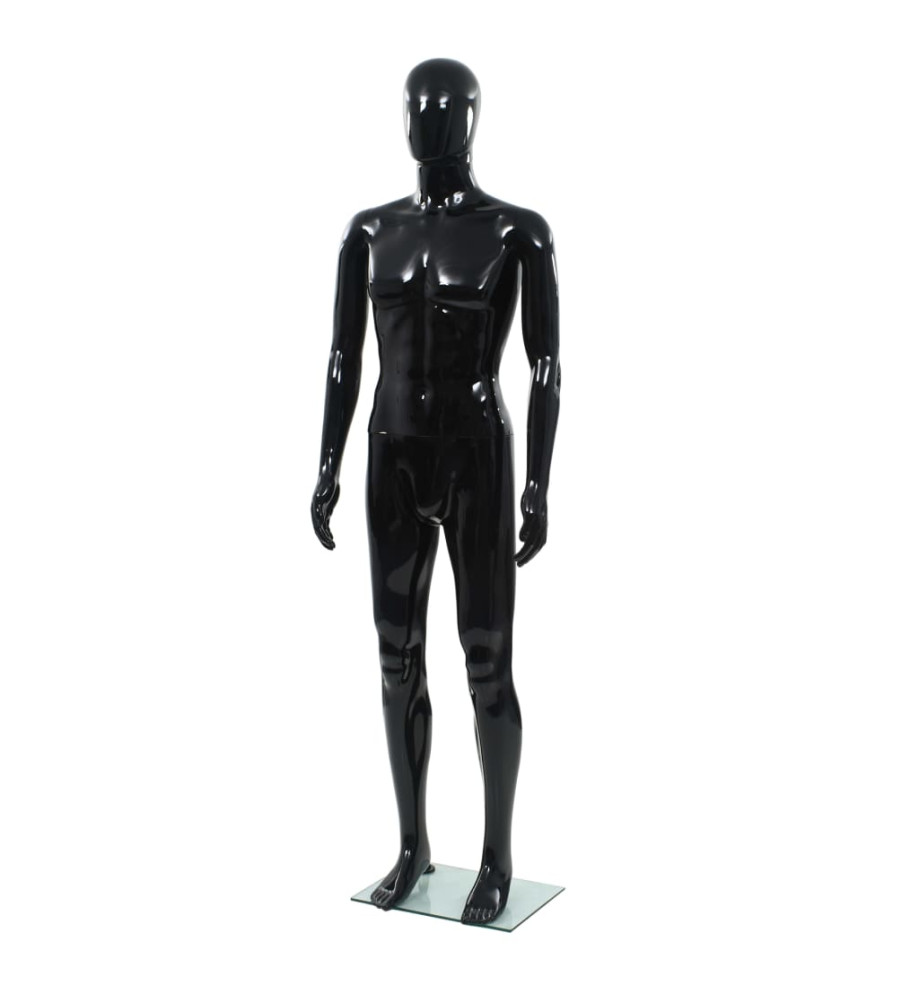 Mannequin homme corps complet base verre Noir brillant 185 cm