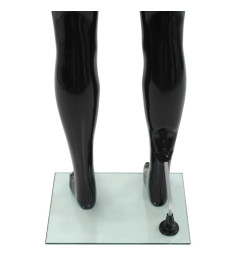 Mannequin homme corps complet base verre Noir brillant 185 cm