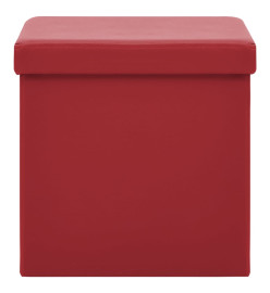 Tabourets de rangement pliables lot de 2 rouge bordeaux PVC