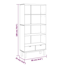 Bibliothèque OTTA avec 2 tiroirs Marron Bois massif pin