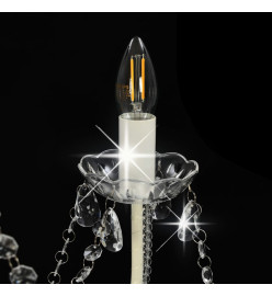 Lustre avec perles Blanc 8 ampoules E14