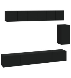 Ensemble de meubles TV 6 pcs Noir Bois d'ingénierie