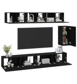 Ensemble de meubles TV 6 pcs Noir Bois d'ingénierie