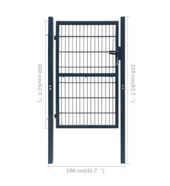 Portillon 2D (simple) Gris anthracite 106x210 cm