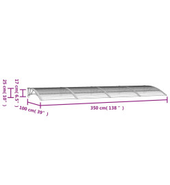 Auvent de porte Noir 350x100 cm Polycarbonate