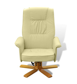 Fauteuil avec repose-pied Blanc crème Similicuir