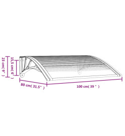 Auvent de porte Gris et transparent 100x80 cm Polycarbonate