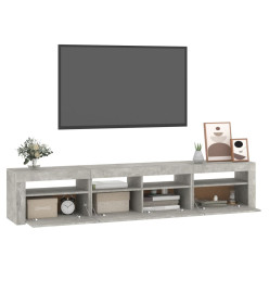 Meuble TV avec lumières LED Gris béton 210x35x40 cm