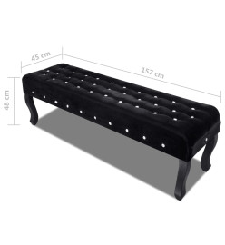 Banc noir Tissu velours avec boutons en cristal