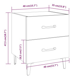 Tables de chevet 2 pcs Noir 40x35x47,5 cm