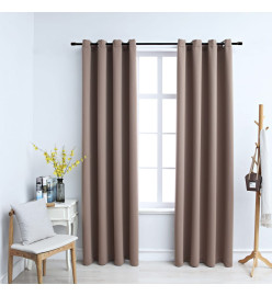 Rideaux occultants avec anneaux en métal 2 pcs Taupe 140x245 cm