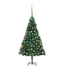 Arbre de Noël artificiel avec LED et boules Vert 150 cm PVC