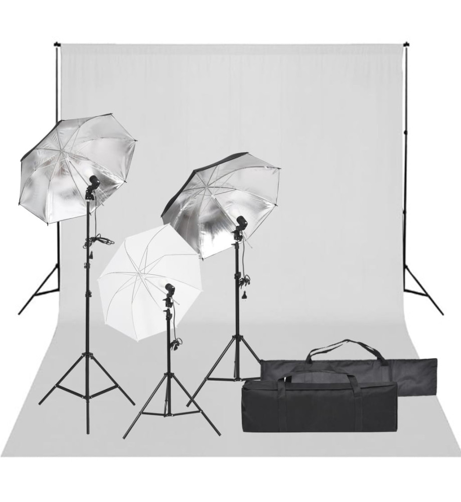 Kit de studio photo avec éclairage et toile de fond