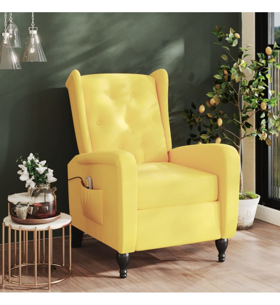 Fauteuil de massage inclinable jaune velours