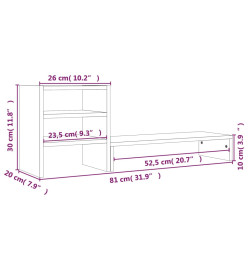 Support de moniteur Gris 81x20x30 cm Bois de pin solide