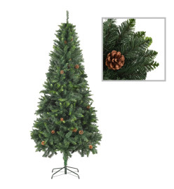 Sapin de Noël artificiel avec pommes de pin Vert 210 cm