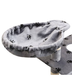 Arbre à chat et griffoir Sisal 150 cm Empreintes de pattes Gris