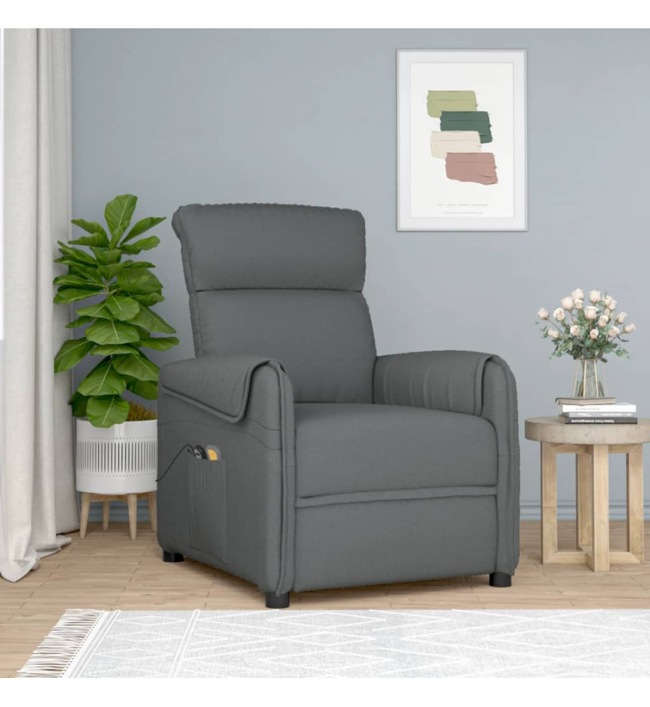 Fauteuil électrique de massage Gris foncé Tissu