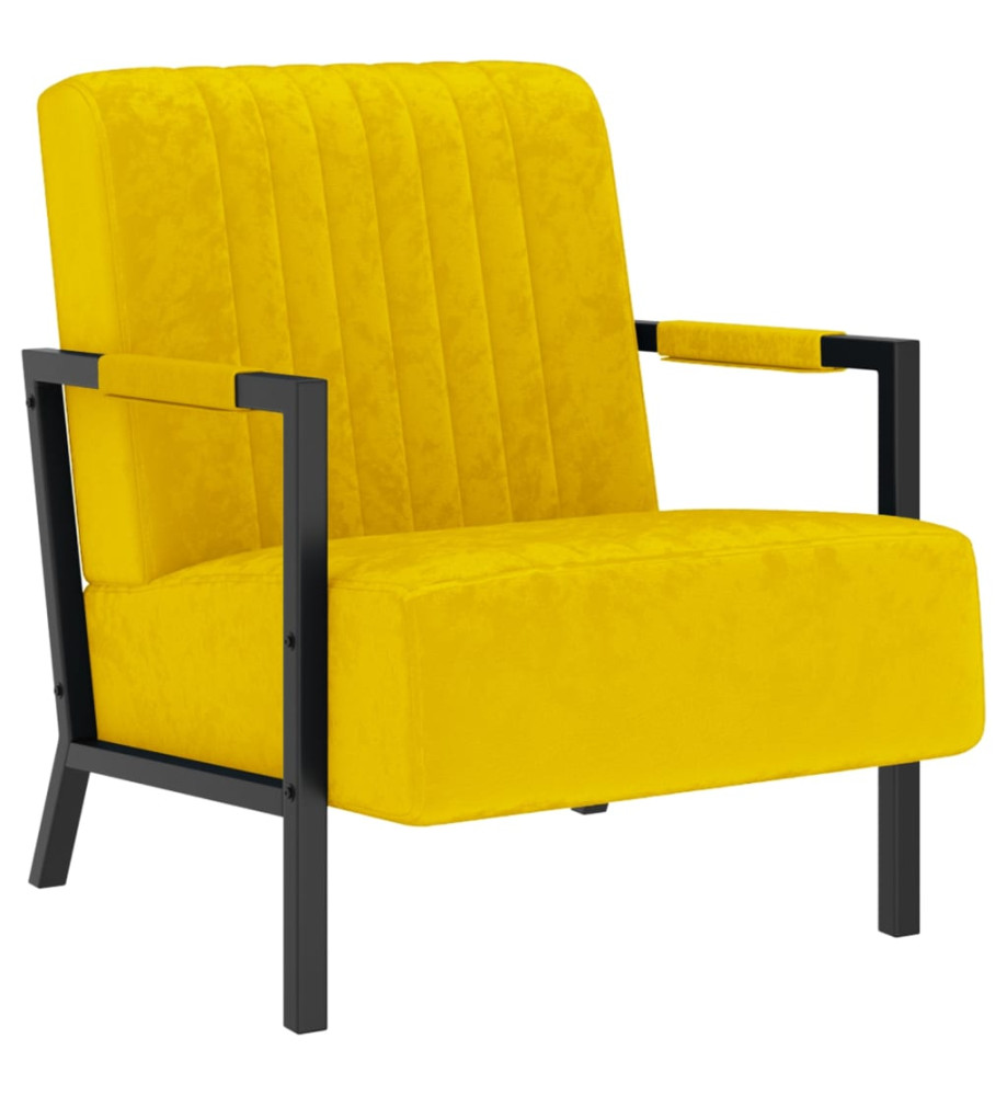 Fauteuil Jaune moutarde Velours