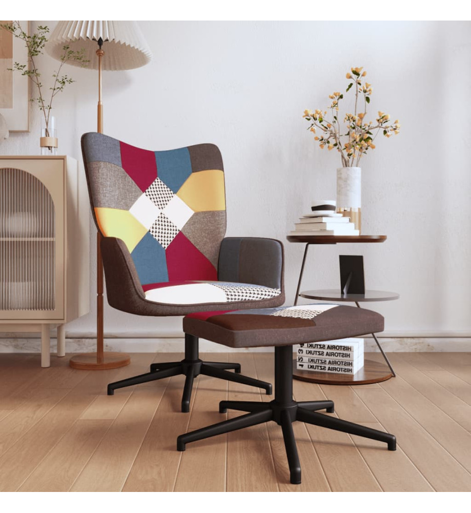 Chaise de relaxation avec repose-pied Patchwork Tissu