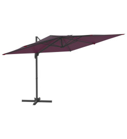 Parasol déporté avec mât en aluminium Bordeaux 400x300 cm