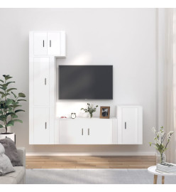 Ensemble de meubles TV 5 pcs Blanc brillant Bois d'ingénierie