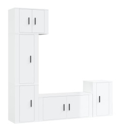 Ensemble de meubles TV 5 pcs Blanc brillant Bois d'ingénierie