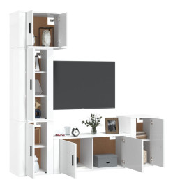 Ensemble de meubles TV 5 pcs Blanc brillant Bois d'ingénierie