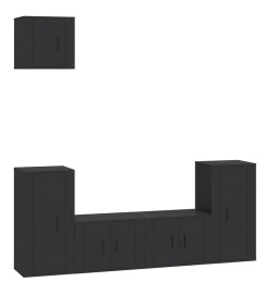 Ensemble de meubles TV 5 pcs Noir Bois d'ingénierie