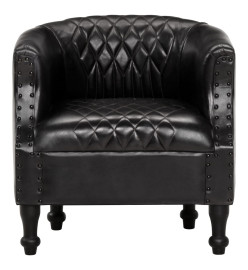 Fauteuil tube Noir 62x58x65 cm Cuir véritable