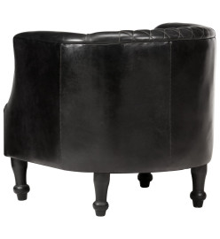 Fauteuil tube Noir 62x58x65 cm Cuir véritable