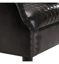 Fauteuil tube Noir 62x58x65 cm Cuir véritable