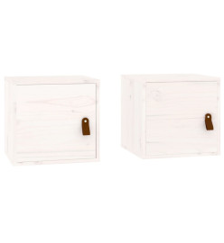 Armoires murales 2 pcs Blanc 31,5x30x30 cm Bois de pin massif