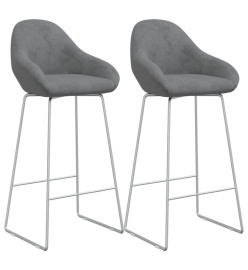 Tabourets de bar lot de 2 gris clair velours