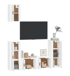 Ensemble de meubles TV 5 pcs Blanc brillant Bois d'ingénierie