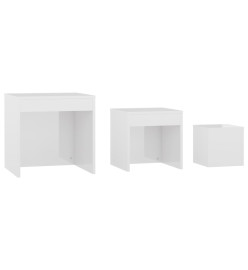 Tables gigognes 3 pcs Blanc brillant Aggloméré