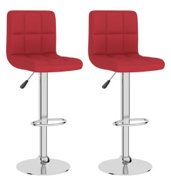 Tabourets de bar lot de 2 rouge bordeaux tissu