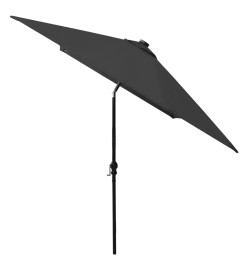 Parasol avec LED et mât en acier Noir 2x3 m