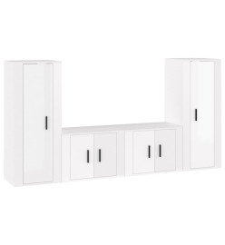 Ensemble de meubles TV 4 pcs Blanc brillant Bois d'ingénierie