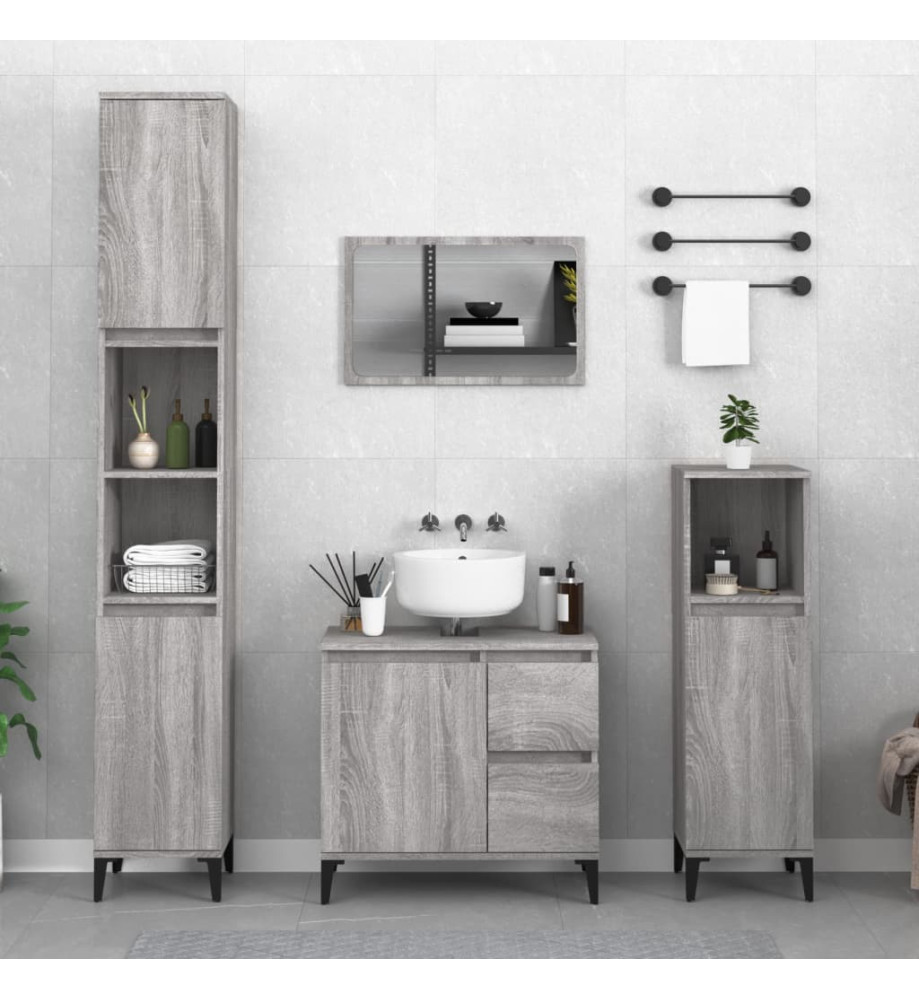 Armoire salle de bain sonoma gris 30x30x100 cm