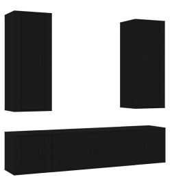 Ensemble de meubles TV 5 pcs Noir Bois d'ingénierie