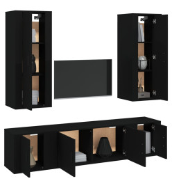 Ensemble de meubles TV 5 pcs Noir Bois d'ingénierie